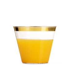 hot sale silver 9oz gold rim eco-friendly PS plastic cups